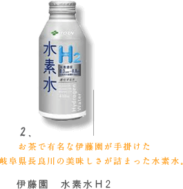 伊藤園　水素水Ｈ2 お茶で有名な伊藤園が手掛けた岐阜県長良川の美味しさが詰まった水素水。